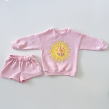 Load image into Gallery viewer, Mini Baby Pink &quot;Celestial Sun Moon&quot; Shorty-Set
