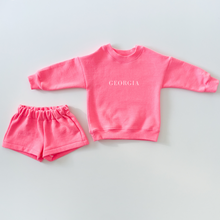 Load image into Gallery viewer, Mini Bright Pink Shorty-Set plain or personalized
