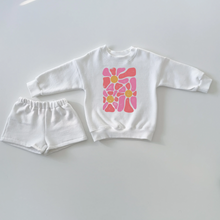 Load image into Gallery viewer, Mini White &quot;Groovy Floral&quot; Shorty-Set
