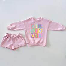 Load image into Gallery viewer, Mini Baby Pink &quot;Girl Power&quot; Shorty-Set
