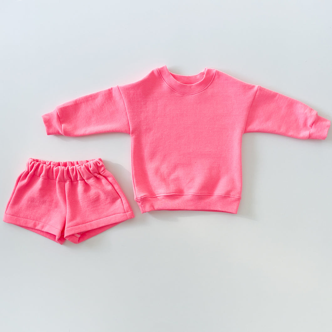 Mini Bright Pink Shorty-Set plain or personalized