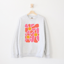 Load image into Gallery viewer, Adult Ash Grey &quot;Groovy Floral&quot; Crewneck
